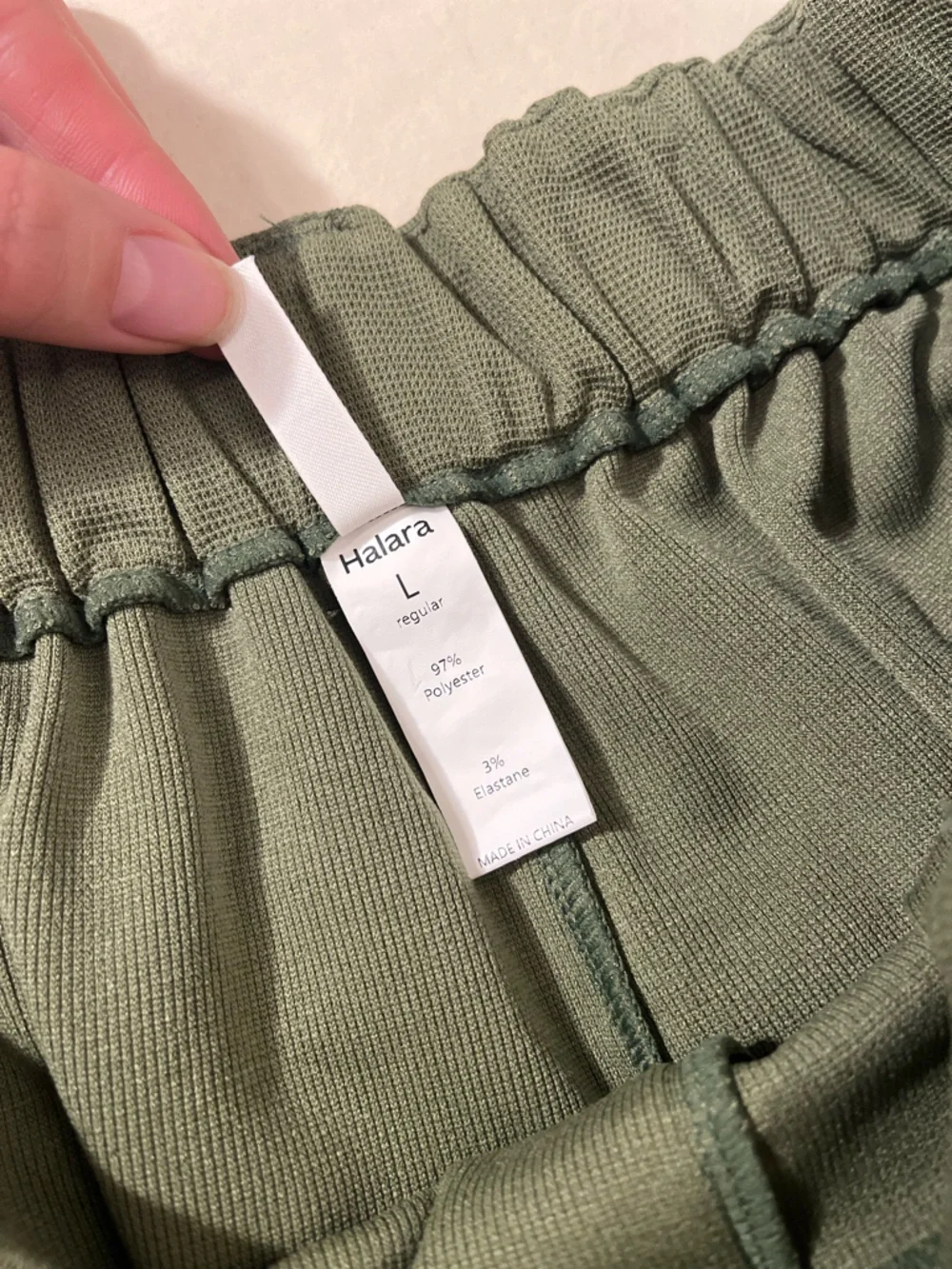 Halara Flex High Waisted Pocket Wide Leg Waffle Work Pants Olive Large - Picture 6 of 11